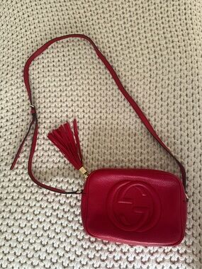 Gucci Red Leather Crossbody Bag with Tassel